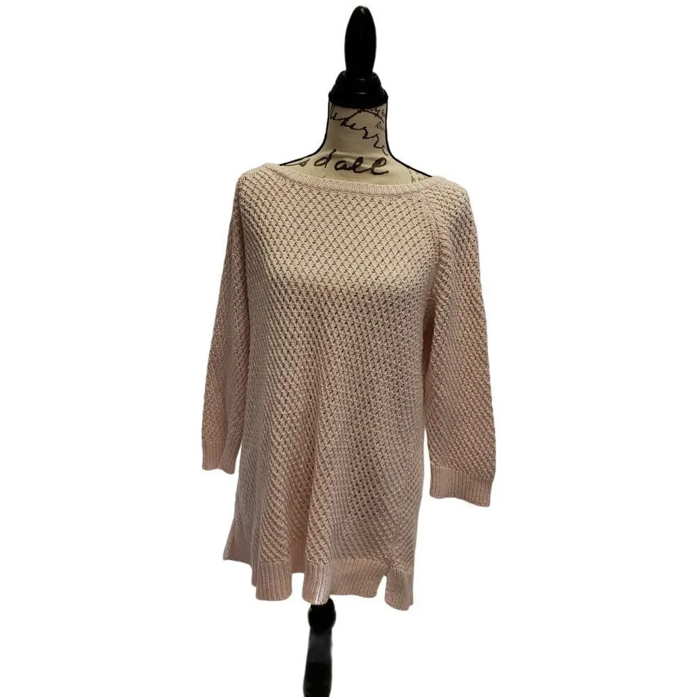 Talbots Creamy light pink Cotton Sweater Tunic Womens Size 1X Pre-Owned - Picture 1 of 9